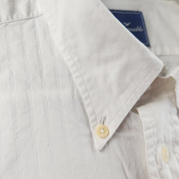 Faconnable XL Cotton Button-Down Striped White French Long Sleeve Shirt Mens - Picture 9 of 16